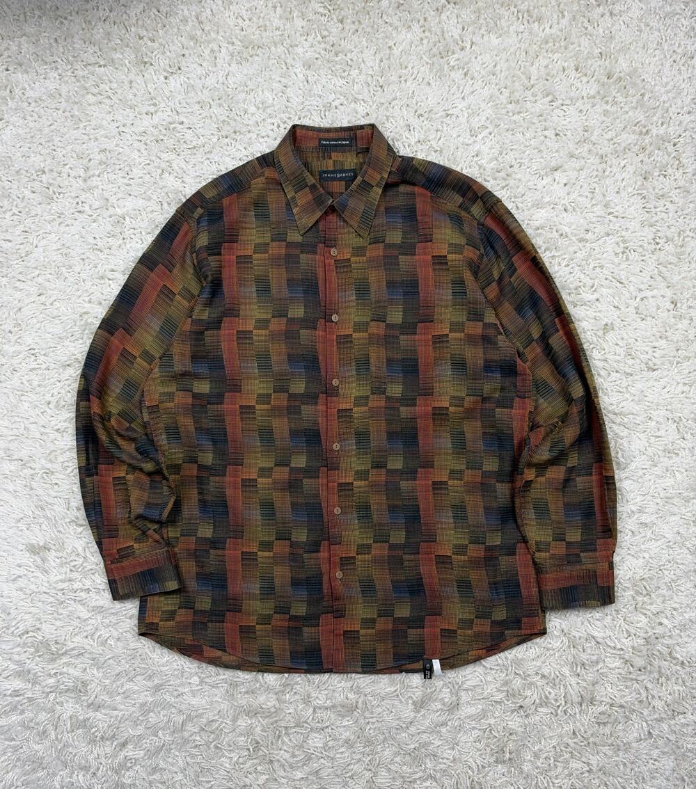 Vintage Jhane Barnes Shirt Mens XL Geometric Patchwork Woven in Japan Button Up